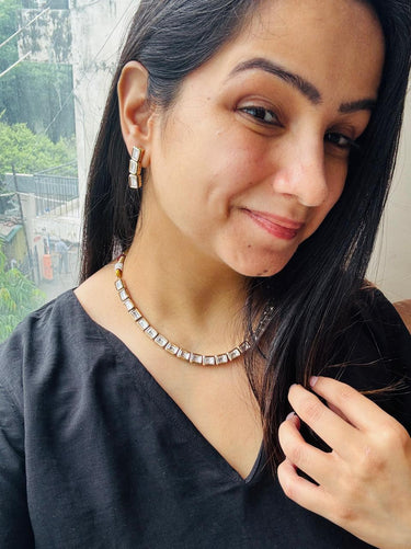 Rectangular Kundan Necklace Set